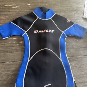 O'rageous Wetsuit Kids Black Blue Surfing Swim, Size M‎ 8 Zip